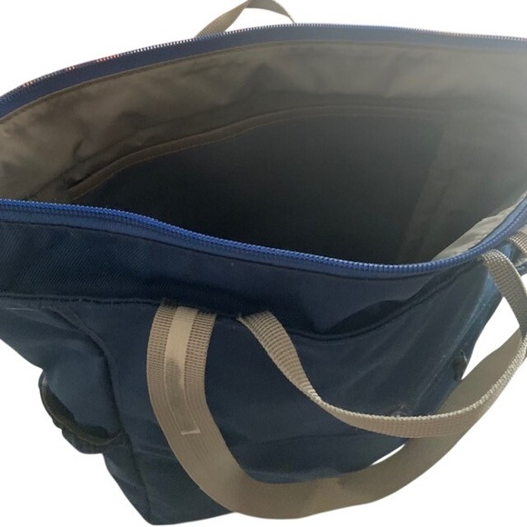 L.L. Bean Large Insulated Zip Top Tote Bag Blue # 505207 Durable Nylon GUC Flaws - Picture 9 of 12